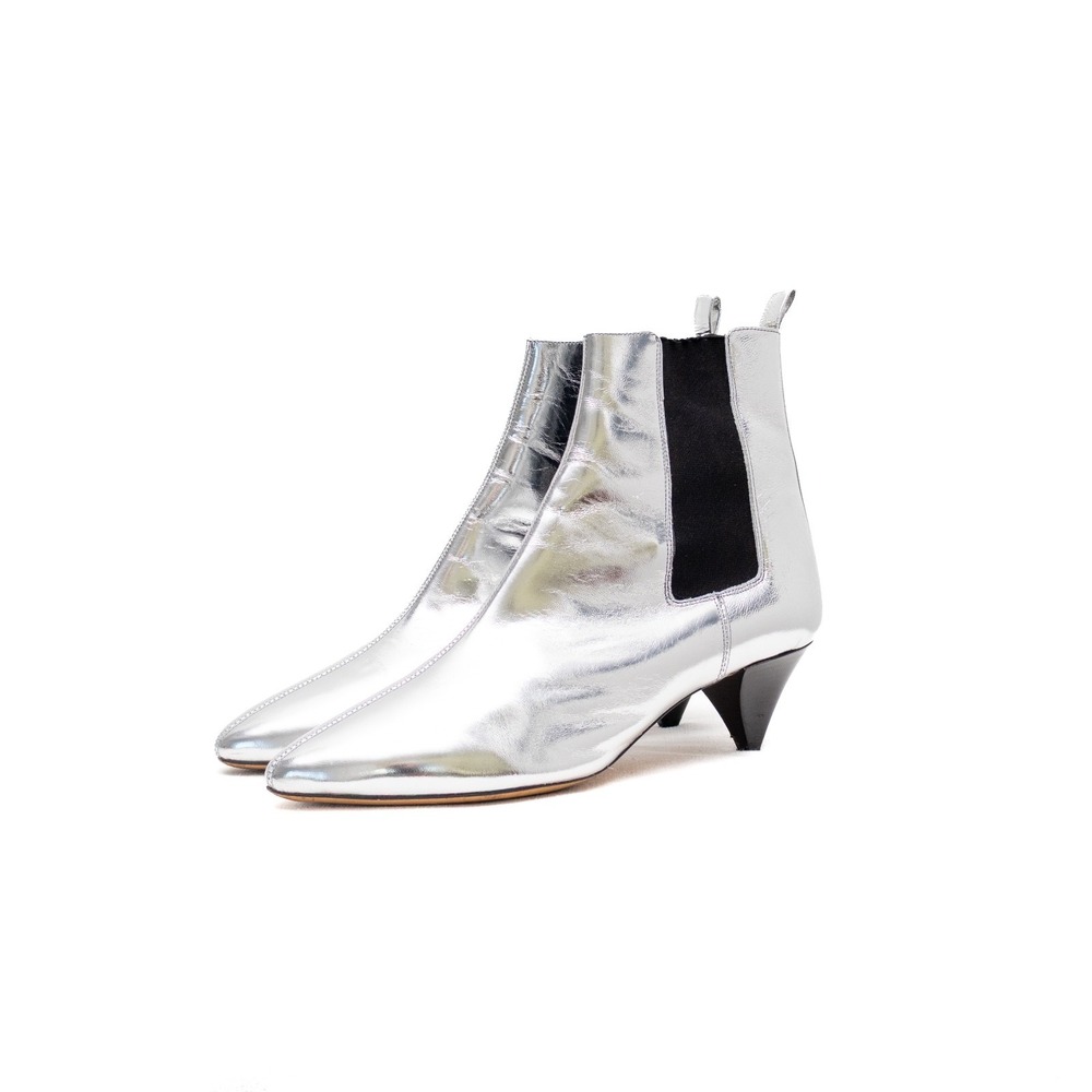 Isabel Marant Silver Metallic Leather Chelsea Ankle Boots – Size EU 41 / US 10.5